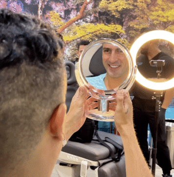 Look Younger and Feel Better with Microneedling in Puerto Vallarta Daniel Chávez checks out the results after the microneedling treatment at ThrIVe MedSpa.