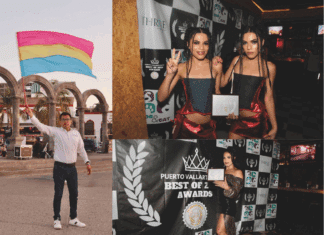 Cuatro personas galardonadas por su labor activista (left to right) Víctor Espíndola, Las Gemelas, the twin sisters Valeria and Valentina, and Karla Macedo Juarez.