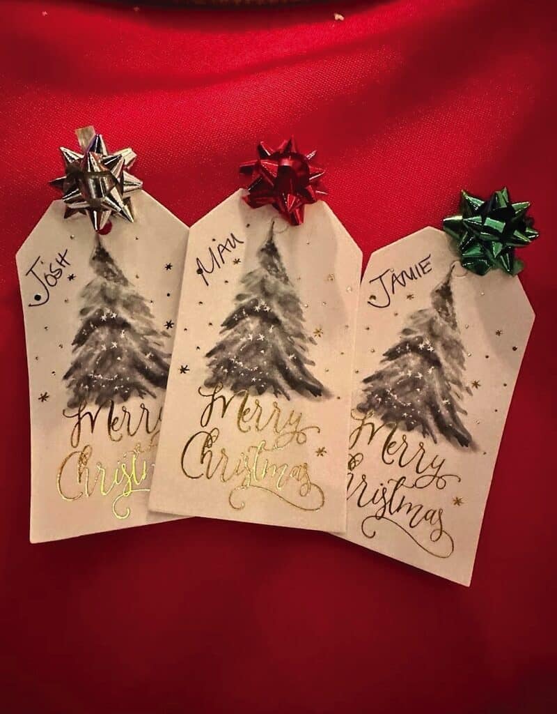 saboreando la vida como tres etiquetas de navidad