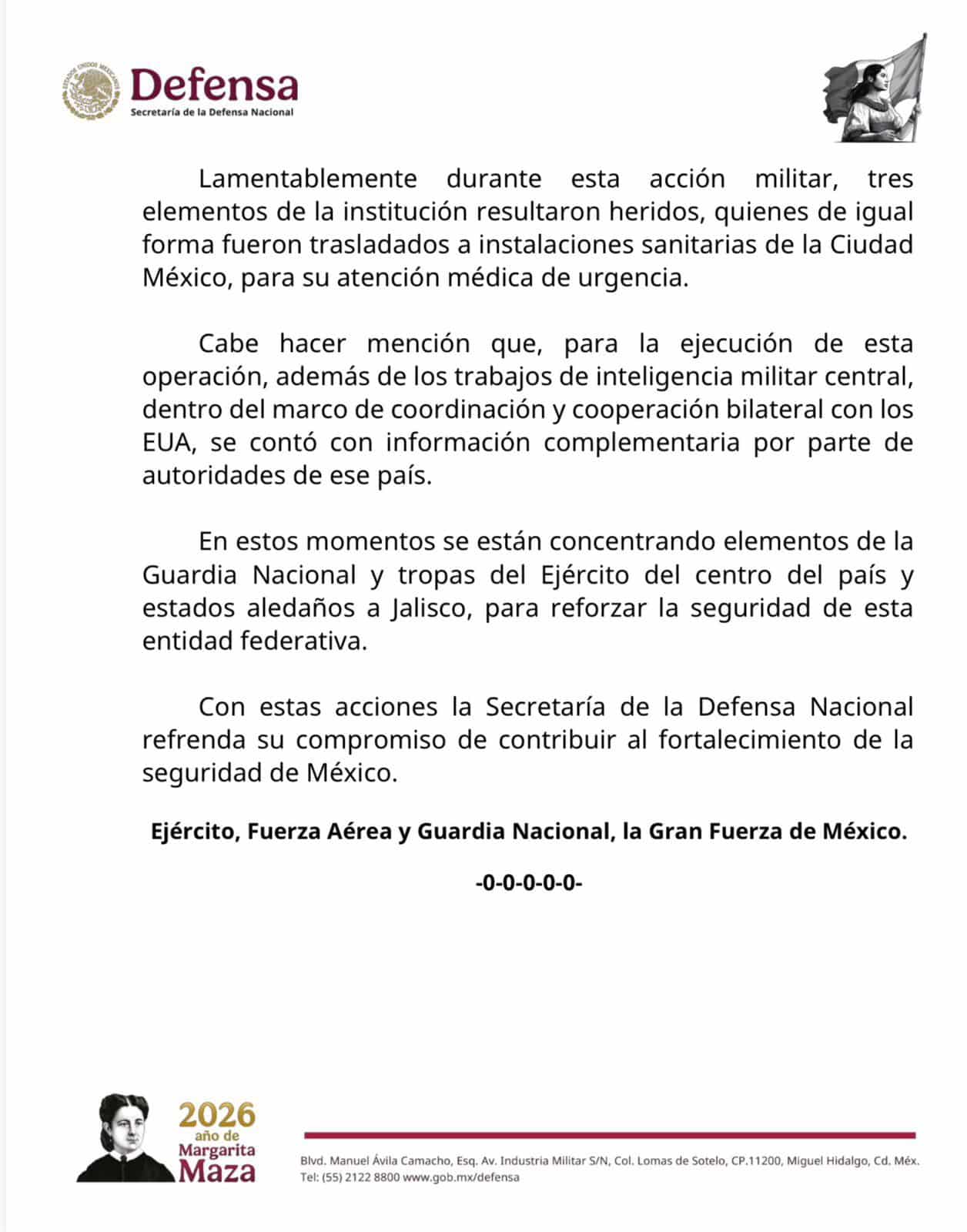 comunicado de prensa militar sobre la captura 2