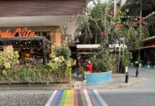 Pasos de peatones arcoíris pintados durante la noche para la visibilidad LGBT+ Pasos de cebra arcoíris 4