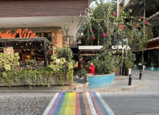 Pasos de peatones arcoíris pintados durante la noche para la visibilidad LGBT+ Pasos de cebra arcoíris 4