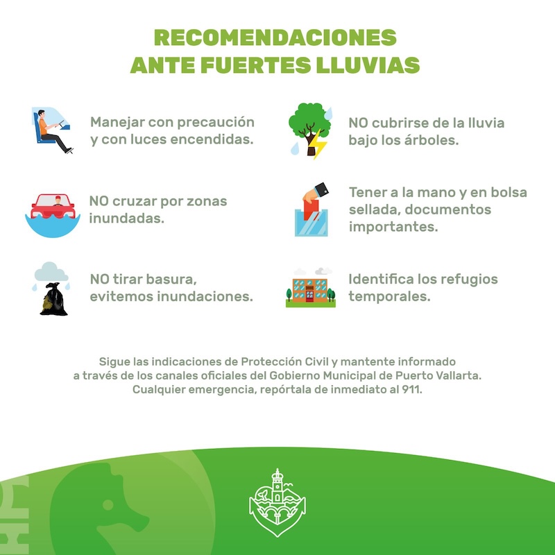 fuertes lluvias en Puerto Vallarta