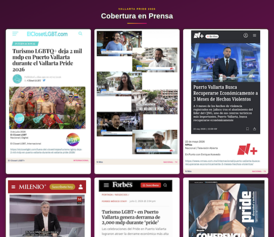 El Vallarta Pride 2026 genera 12,1 millones de pesos en cobertura mediática nacional e internacional collage_de_prensa_horizontal